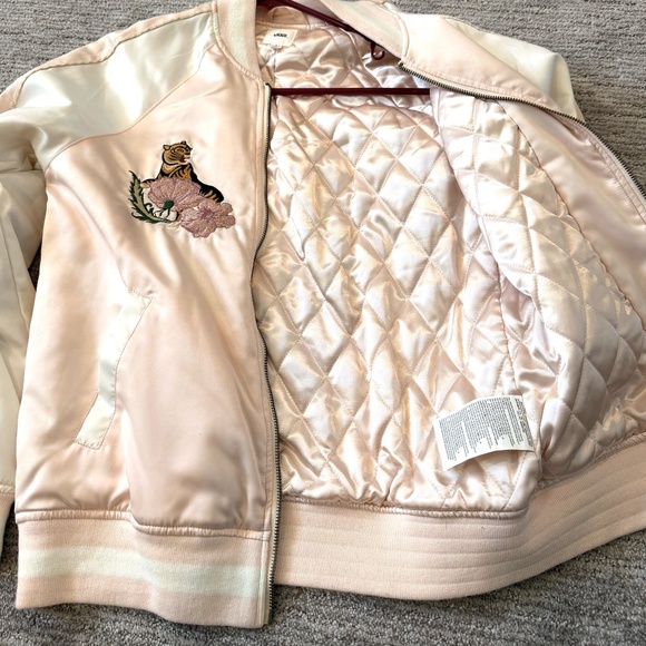 VTG Vans California Satin BomberJacket Tiger Floral Embroidery‎ Pink Womans SZ S - Picture 14 of 16